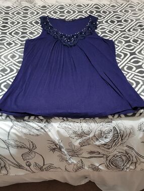 Sleeveless Beaded Navy Women’s Top